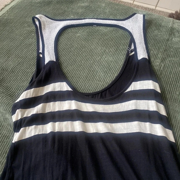 Rip Curl surf black/white striped maxi viscose dress suze large - Picture 2 of 7